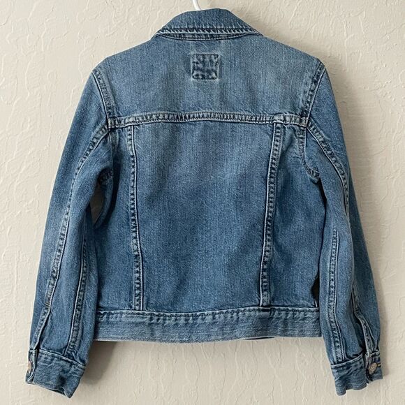 ~ Gap Kids S Jean Jacket Snaps Medium Wash Pockets Denim Cotton Blue Soft Unisex - Picture 9 of 15